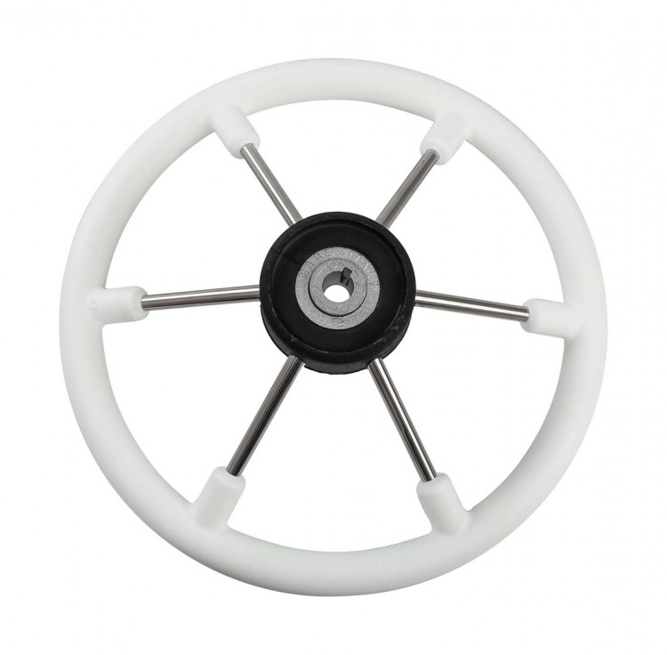 Рулевое колесо LEADER PLAST белый обод серебряные спицы д. 360 мм, арт. VN8360-08,          Volanti Luisi 