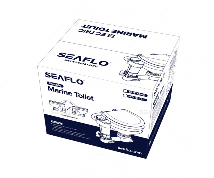 Унитаз судовой керамический с вертикальным насосом 24В (размер компакт), арт. SFMTE2-02,          SeaFlo 