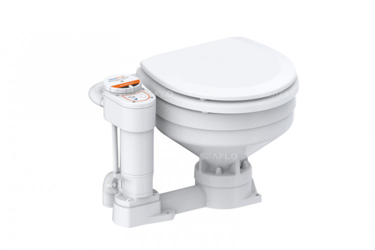 Унитаз судовой керамический с вертикальным насосом 24В (размер компакт), арт. SFMTE2-02,          SeaFlo 