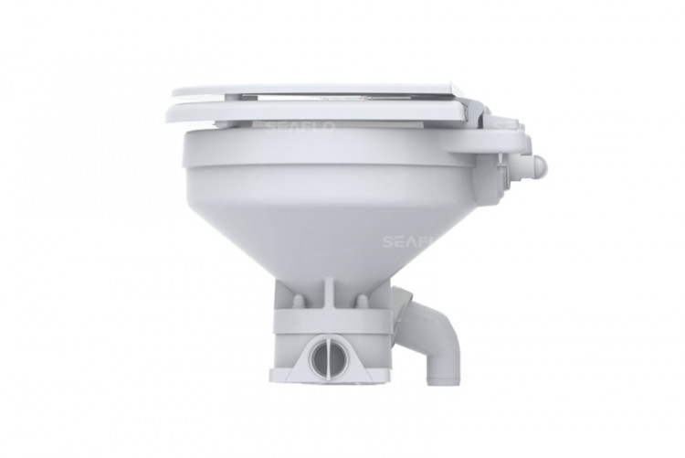 Унитаз судовой керамический с вертикальным насосом 24В (размер компакт), арт. SFMTE2-02,          SeaFlo 