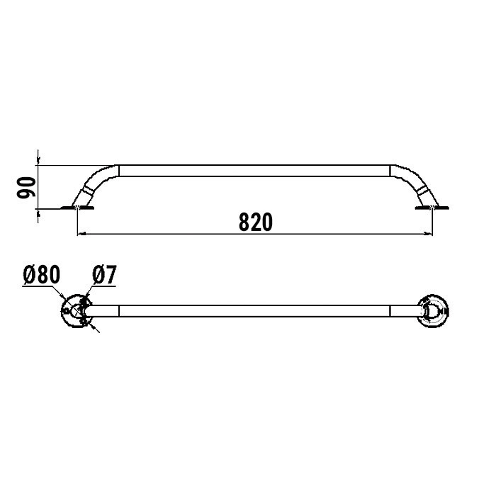 Поручень из нержавеющей стали, диаметр 25 мм, 800 мм, арт. 030208T,          Техномарин  Поручень из нержавеющей стали, диаметр 25 мм, 800 мм, арт. 030208T,          Техномарин