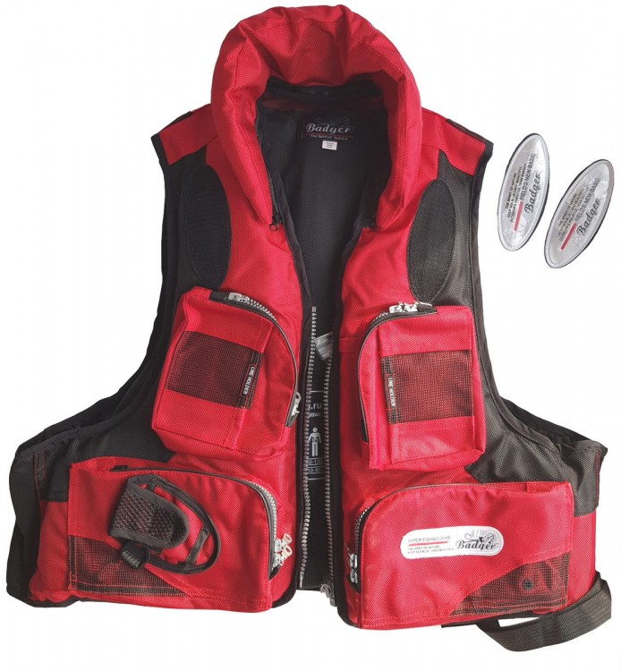 Жилет рыболовный Аqua sport, красный, Badger, арт. HFM-302,          Badger 