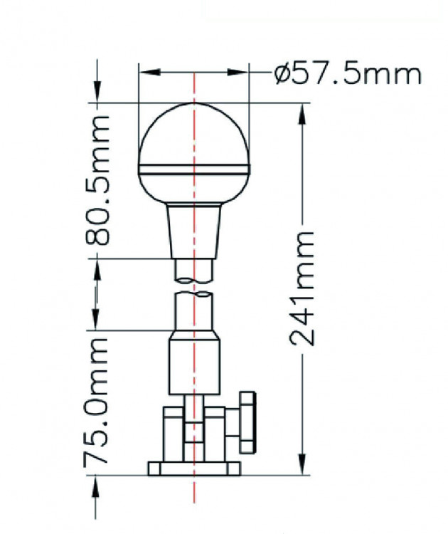 Огонь топовый на стойке 241 мм, светодиодный, арт. 00126-LDN,          AAA 