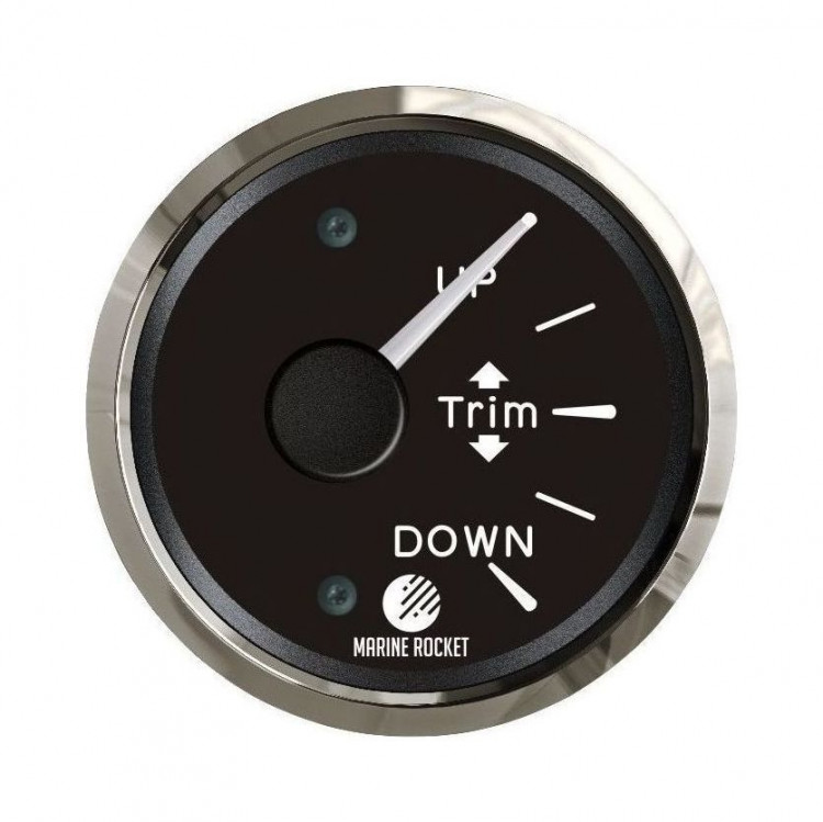 Трим-указатель 0-190 Ом, черный циферблат, нержавеющий ободок, д. 52 мм, арт. TMA0003BSMR,          MARINE ROCKET 