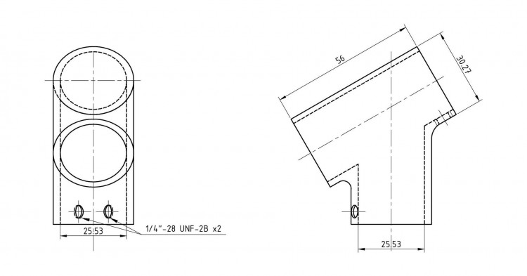 Тройник леера 1" (25 мм), 60 град, арт. 66193_Kof,          Kofuku  Тройник леера 1" (25 мм), 60 град, арт. 66193_Kof,          Kofuku