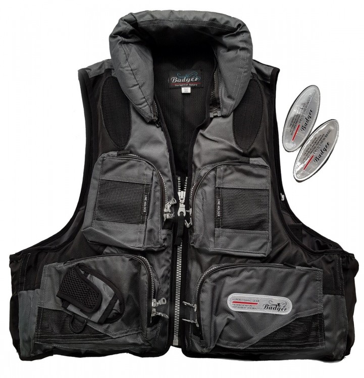 Жилет рыболовный Аqua sport, серый, Badger, арт. HFM-302-g,          Badger  Жилет рыболовный Аqua sport, серый, Badger, арт. HFM-302-g,          Badger
