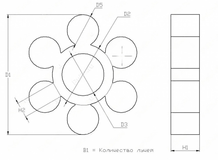 Вставка упругой муфты эластичная (звездочка) 194*100*35, M80/зеленый , с отверстием, 8 лучей круглой формы, 33-01-754-poly , арт. 33-01-754-poly,          Полиуретан 