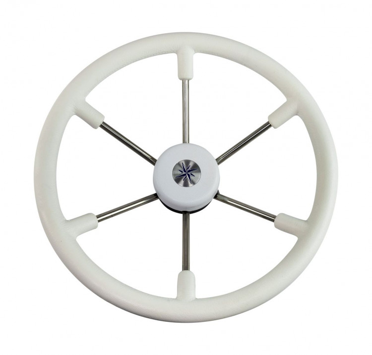 Рулевое колесо LEADER TANEGUM белый обод серебряные спицы д. 400 мм 