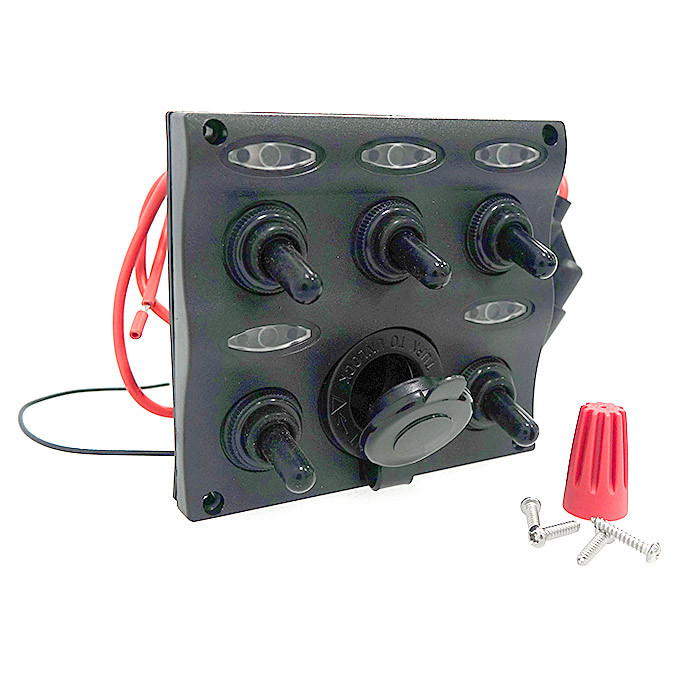 Панель переключателей 5шт с предохранителями постоянного тока, арт. C91341LED,          Easterner  Панель переключателей 5шт с предохранителями постоянного тока, арт. C91341LED,          Easterner