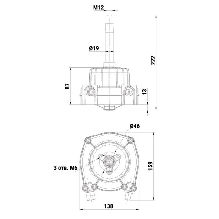 Привод рулевой (редуктор) Техномарин MS-58 для ПЛМ до 85 л.с. (аналог G10, T67, SH8050), арт. 010301T,          Техномарин 