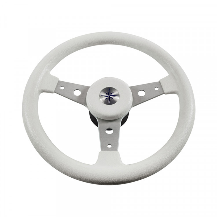 Колесо рулевое DELFINO 340 мм, обод белый, спицы серебрянные, VN70401-08-ts, арт. VN70401-08-ts,          Volanti Luisi  Колесо рулевое DELFINO 340 мм, обод белый, спицы серебрянные, VN70401-08-ts, арт. VN70401-08-ts,          Volanti Luisi