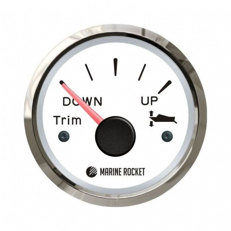 Трим-указатель 0-190 Ом, белый циферблат, нержавеющий ободок, д. 52 мм, Marine Rocket, арт. TMA0006WSMR,          Marine Rocket 