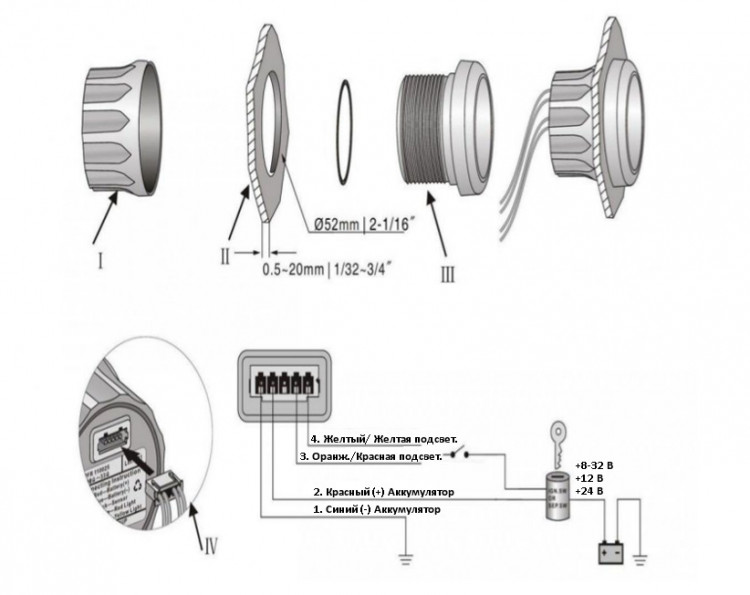 Вольтметр цифровой 8-32 вольт (WW), арт. KY23303,          KUS 