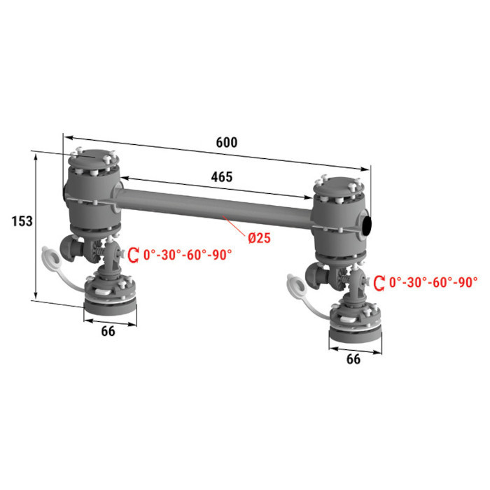 Рейлинг быстросъемный с регулировкой угла наклона 600мм, арт. 030220T,          Техномарин 