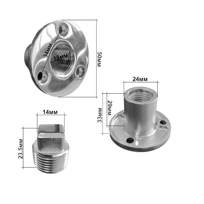 Заглушка дренажная SUNFINE с резьбовой пробкой, 50мм, нержавеющая сталь, арт. SF30633-2,          SUNFINE MARINE 