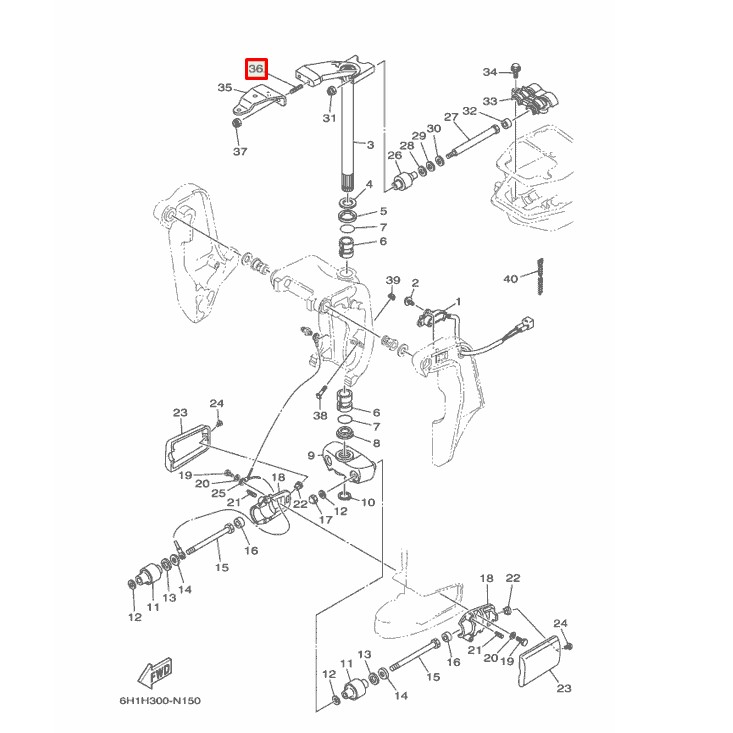 Шпилька Yamaha 40-90;F50-115 (90116-10037;901-16100-62;90116-10062) (Yamaha), арт. 90116-10037,          YAMAHA 