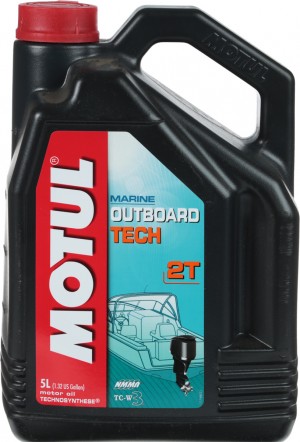  Масло моторное полусинтетическое Motul Outboard TECH  2T ( 5 L), 101728   