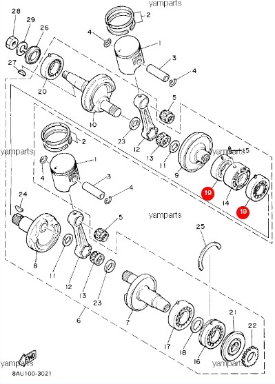 Подшипник коленвала Yamaha 9330620617, арт. 9330620617,          YAMAHA 