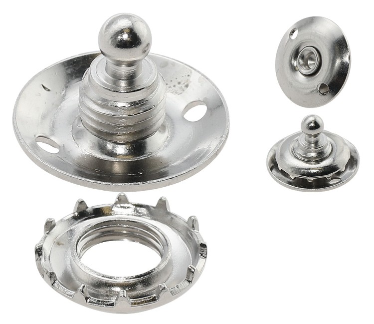 Ответная часть для кнопки, крепление на ткани зажимом на резьбе, хромированная латунь, арт. 10259114,          Osculati 