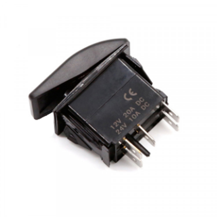 Переключатель трехпозиционный  ON-OFF-ON 12В/20А с подсветкой, 7 контактов, SK-A12627ER-ts, арт. SK-A12627ER-ts,          Skipper 