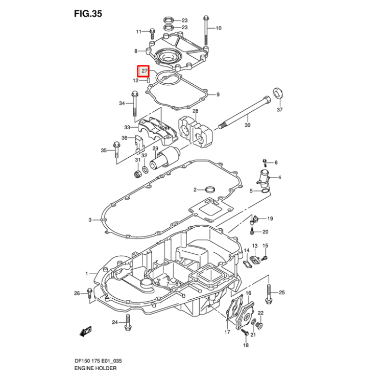 Кольцо уплотнительное Suzuki DF150-350A (09280-70012) (Suzuki), арт. 09280-70012,          SUZUKI 