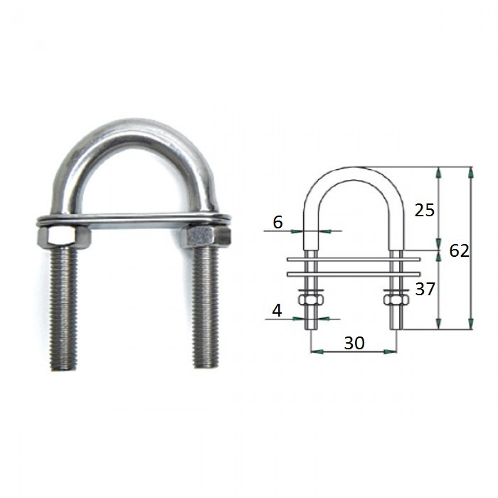 Рым-болт с двойной планкой  4х62мм, арт. 1016-0301,          CIM 