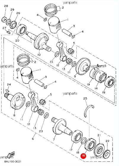 Подшипник коренной, левый Yamaha 9330630627, арт. 9330630627,          YAMAHA  Подшипник коренной, левый Yamaha 9330630627, арт. 9330630627,          YAMAHA