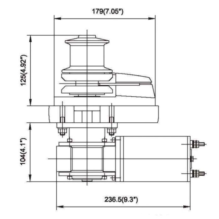 Лебедка якорная серии-C Heavy Duty Style (c барабаном) 600Вт, 12В, цепь 6 мм/веревка 12 мм, арт. C612C-6MM,          Bada 