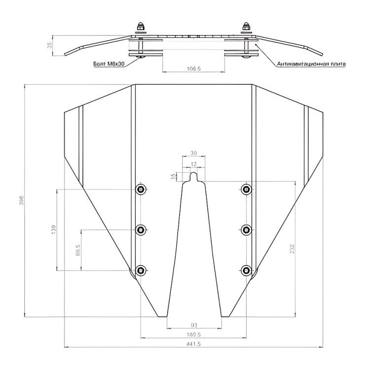 Гидрокрыло для ПЛМ 60-300 л.с. монтаж без сверления, арт. 10269319,  