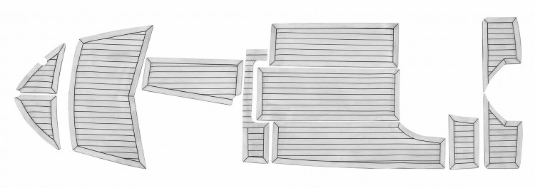 Комплект палубного покрытия для Феникс 530HT, тик серый, с обкладкой, Marine Rocket 