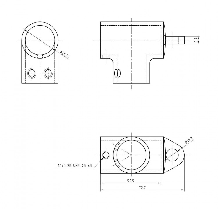 Тройник леера 1" (25,4 мм), 90 град с петлей, арт. 66119_Kof,          Kofuku  Тройник леера 1" (25,4 мм), 90 град с петлей, арт. 66119_Kof,          Kofuku