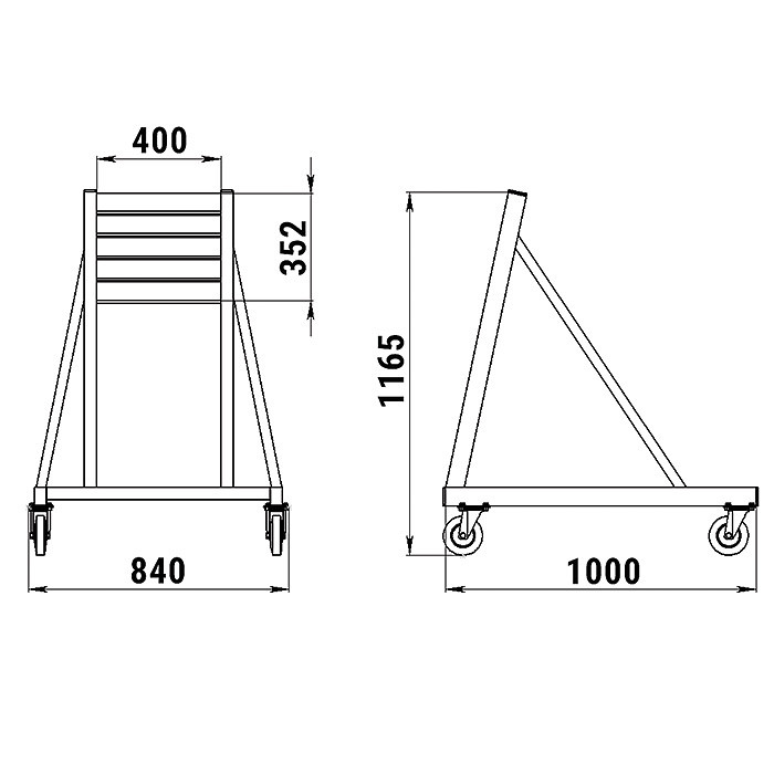 Стойка для ПЛМ весом до 300 кг. передвижная, арт. 060111T,          Техномарин 