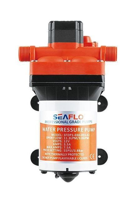 Помпа водоподающая мембранная SeaFlo, 12 В, 11.3 л/мин, 3.8 бар, 7.5 А, арт. SFDP103005542,          SeaFlo 