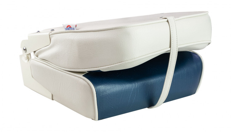 Кресло складное мягкое ECONOMY с высокой спинкой, цвет белый/синий, арт. 1040667,          Springfield  Кресло складное мягкое ECONOMY с высокой спинкой, цвет белый/синий, арт. 1040667,          Springfield