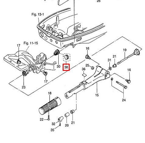 Заглушка отверстия тяги румпеля под Д/У (17-2.7) Tohatsu 9,9-40, арт. 345-67117-0,          Nano Protech 
