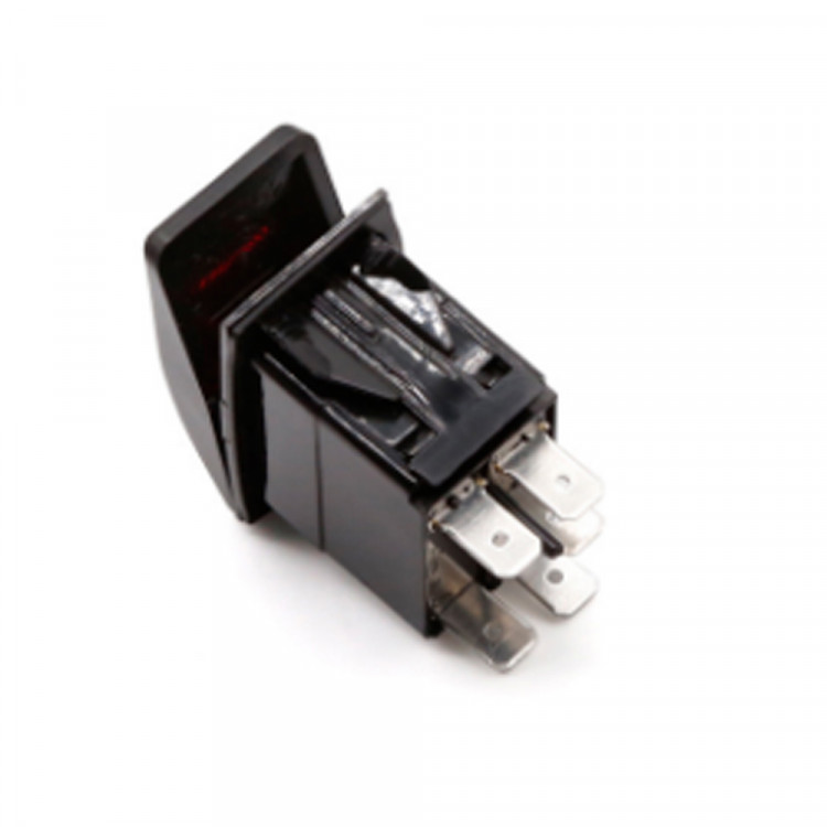 Переключатель трехпозиционный  (ON)-OFF-ON 12В/20А с подсветкой , 7 контактов, SK-A12627FR-ts, арт. SK-A12627FR-ts,          Skipper 