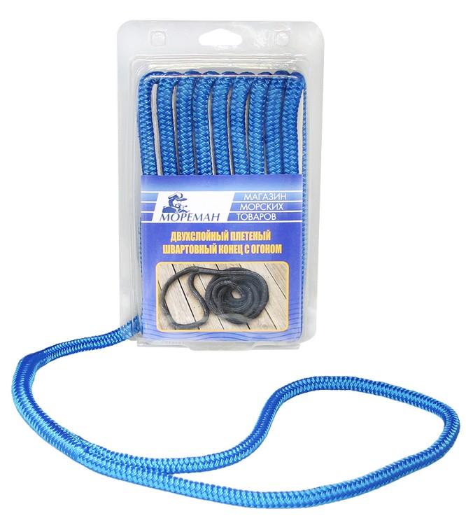 Плетеный швартовный конец, 12,7 мм x 6 м, синий, арт. 10255165,          Мореман 