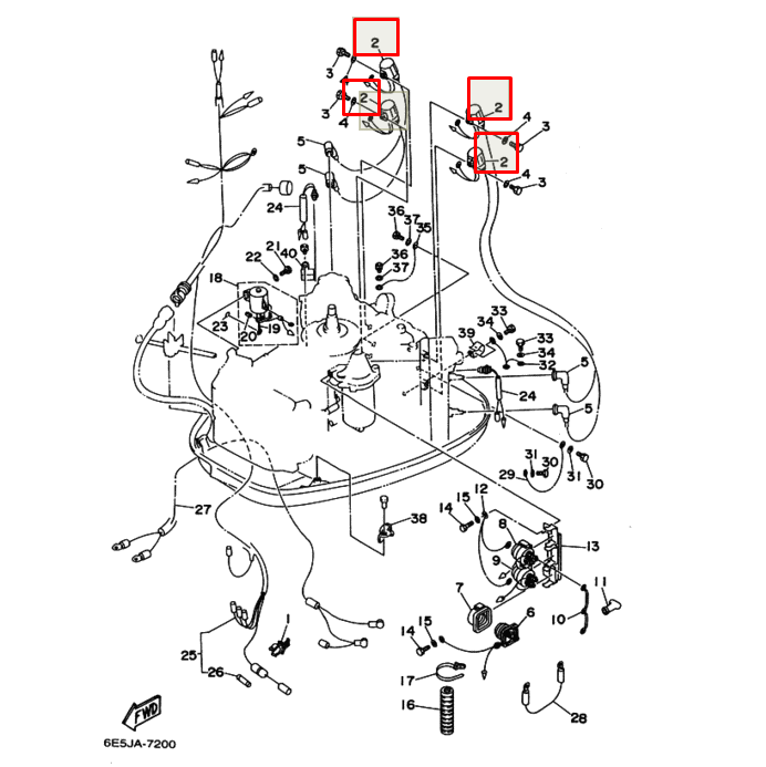 Катушка зажигания высоковольтная Yamaha 60-225 (697-85570-00) (RT), арт. 6R3-85570-01-RT,          РРЦ РАЗНОЕ 