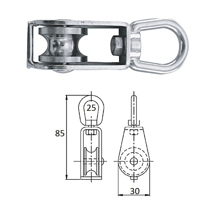 Блок 1-шкив. со скобой 25 мм, арт. 0505-0125,          CIM 