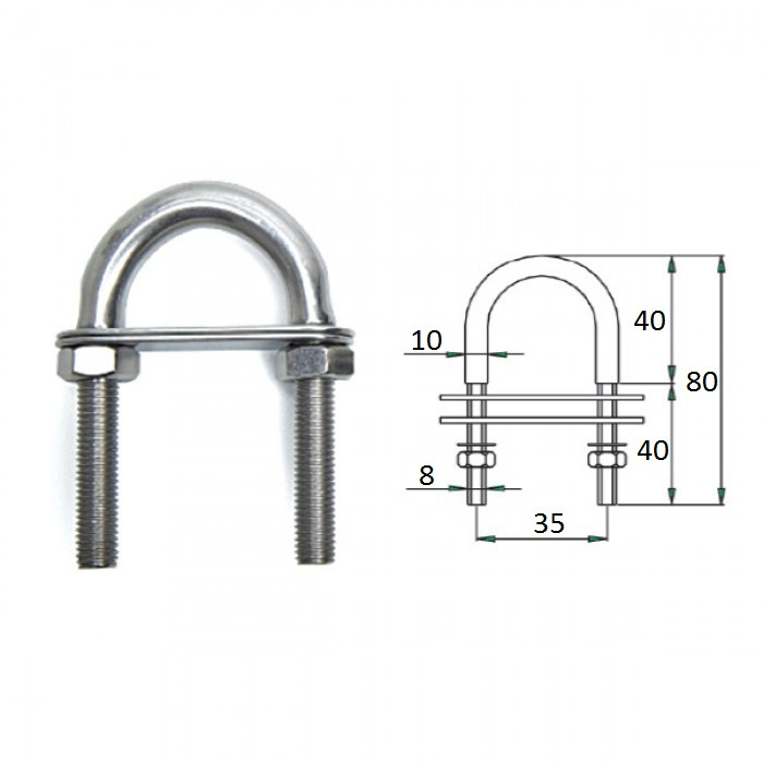Рым-болт с двойной планкой  8х80мм, арт. 1016-0309,          CIM 