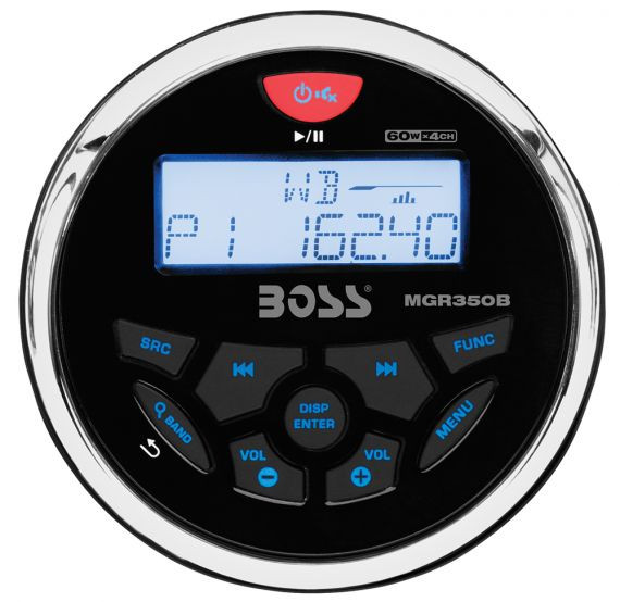Магнитола Boss кругл. MGR350B (60W x 4, Bluetooth, USB, Aux, FM, IPX6), MGR350B-al  