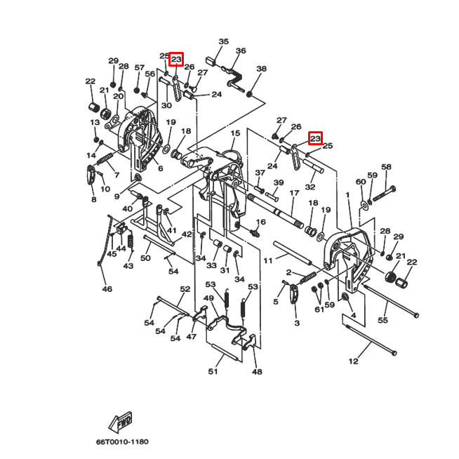 Пластина (Ограничитель наклона )Yamaha 40X; F20-25, арт. 66T-43627-00,          Nano Protech 