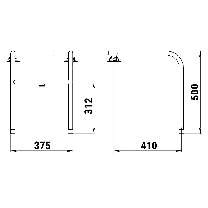 Стойка для сиденья с бортовым креплением в НЛ нержавеющая сталь, арт. 050205T,          Техномарин 