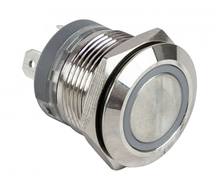 Кнопка с фиксацией, подсветка синяя, 12 В, д. 19 мм, арт. MRBB00006,          Marine Rocket  Кнопка с фиксацией, подсветка синяя, 12 В, д. 19 мм, арт. MRBB00006,          Marine Rocket