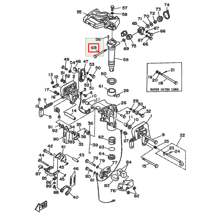 Болт Yamaha 9.9-15 9010108M3000, арт. 90101-08M30,          YAMAHA 