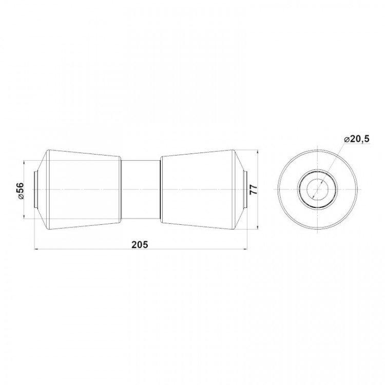 Ролик подкильный 200мм, черный ПВХ, арт. C11319BT-20,          Техномарин 