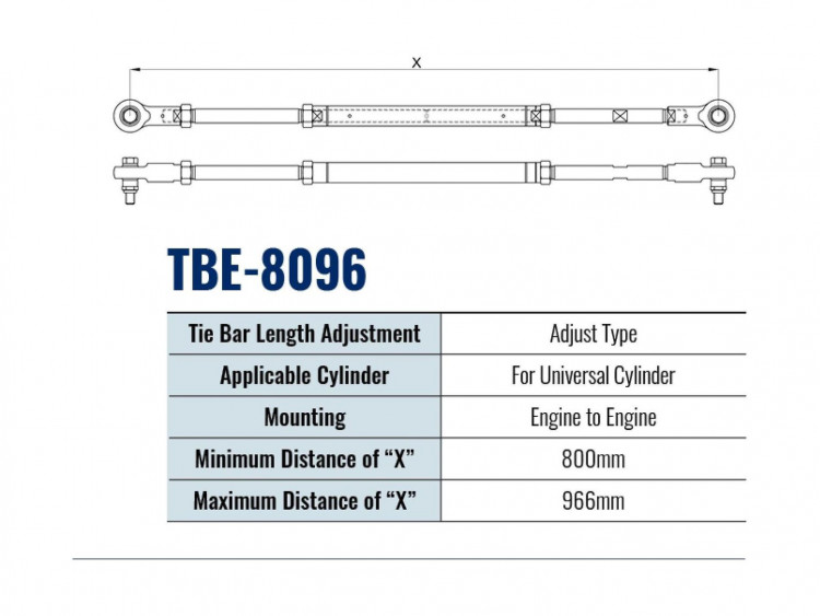Тяга рулевая для соединения 2 моторов TBE-8096 (800-966 мм), Sea First, арт. TBE8096,          Sea First 