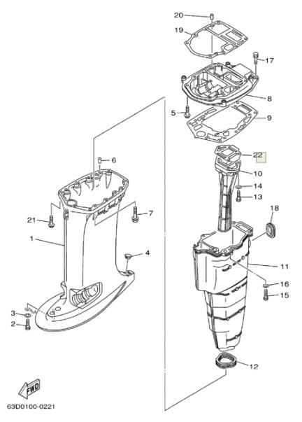 Прокладка трубы выхлопа Yamaha 40V, 50H (Yamaha) (RAC), арт. 6h4-41134,          YAMAHA 