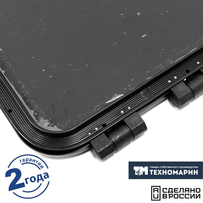 Люк палубный распашной низкопрофильный Фрегат 461х461 R42.5 (черное исполнение), арт. 030872BT,          Техномарин 