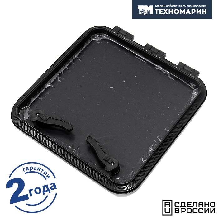 Люк палубный распашной низкопрофильный Фрегат 461х461 R42.5 (черное исполнение), арт. 030872BT,          Техномарин 